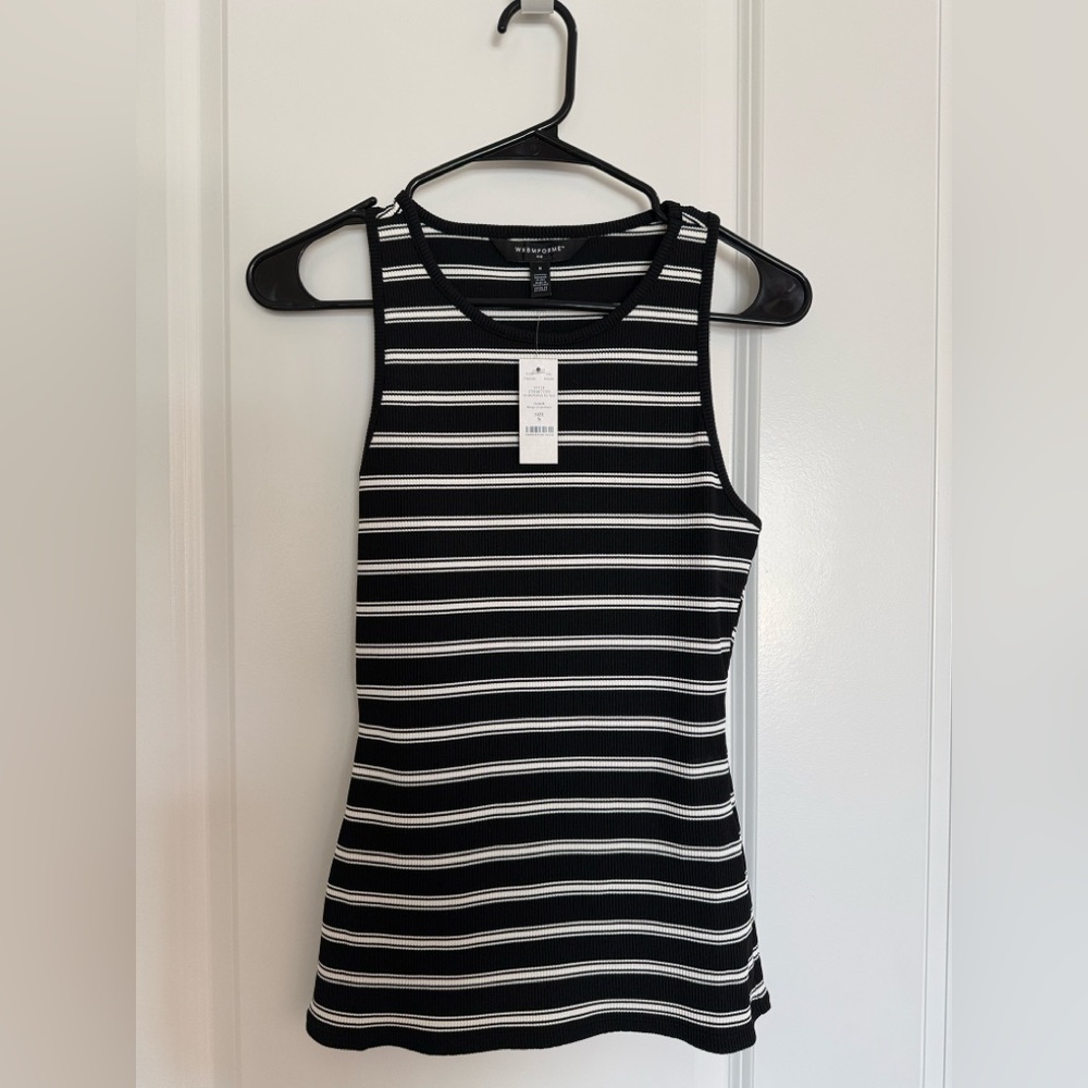 White House Black Market Black and White Sleeveless Tank Top